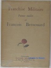 Franchise militaire Poèmes inédits François Bernouard 1928 Envoi EO