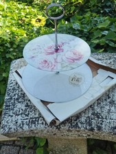 Présentoir à pâtisserie, 2 plateaux en verre