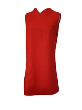 ROBE rouge été coton broché T.38 VINTAGE 60 70 RED BROCHE COTTON DRESS S