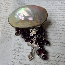 Chapelet Ancien Argent Cristal Grenat Boite Œuf Nacre XIXè French Rosary 19thC 