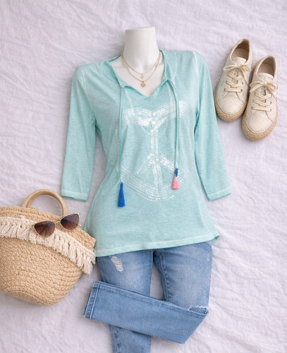 Tunique mint imprimé peace - , &