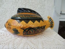 Magnifique soupière enforme de poisson en faïence St Jean de Bretagne