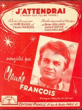 CLAUDE FRANCOIS J'attendrai Rare Partition originale 1967 éditions Pigalle