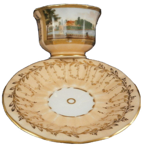 Tasse soucoupe scénique en - et,