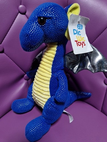 Peluche dragon bleu piwic - bleu, toys