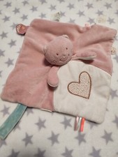 DOUDOU PLAT CHAT ROSE BLANC