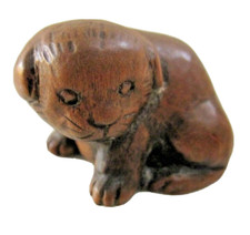 Netsuke bois sculpte chien assis 根付 Japanese Antique carved wood