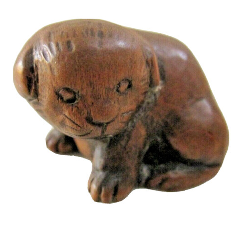 Netsuke bois sculpte - , chien