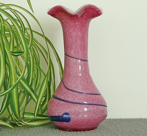 Ancien vase verre - ancien, mouchetÉ