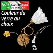 Applique classique bruni or 1 lumière lampe murale verre au choix AUTUNNO