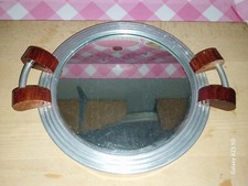 Plateau rond miroir ancien - plateau,