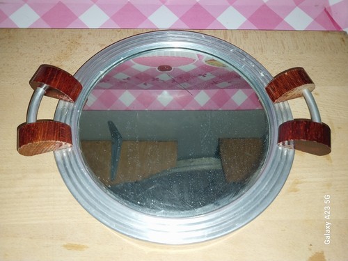 Plateau rond miroir ancien art - plateau,