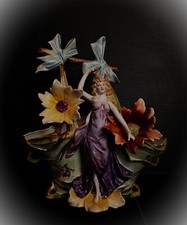 3336* magnifique bouquetière en porcelaine polychrome art nouveau