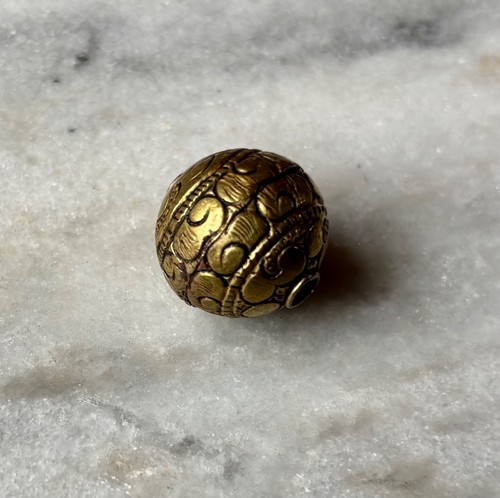 Brass focal bead repousse - brass,