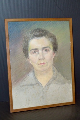 Dessin pastel ancien - pastel, femme