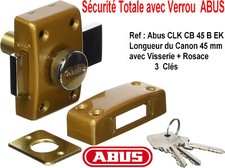 ABUS Serrure Verrou Sécurité de Porte Longueur- Cylindre 45mm Diamètre 23mm NEUF