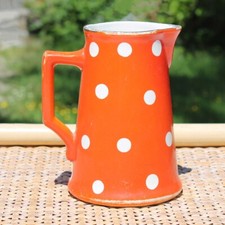 Ancien pichet / pot à lait 13 cm / Sarreguemines / Digoin Confettis orange pois