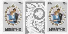 Lesotho, Mariage du Prince Charles et  Lady Diana, paire, avec vignette 1981 N**