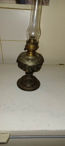 Lampe pétrole bronze - lampe, à