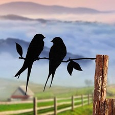 Silhouette d'oiseau en fer forgé noir pour décoration d'arbre de jardin