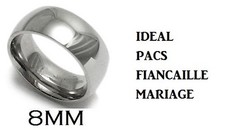BAGUE ANNEAU POUR HOMME FEMME ACIER INOXYDABLE MARIAGE EFFET MIROIR LARGE 8MM