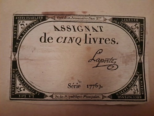 Billet assignat livres - 5,