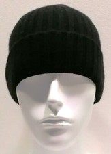 Cagoule À Côtes 100% Cachemire Noir Fabriqué En Italie