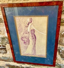 Dessin , gouache d'une jeune