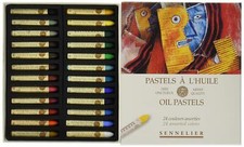 Lot de 24 pastels à l'huile assortis bois verre métal 24 pièces