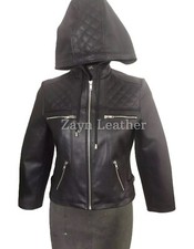 Blouson capuche cuir - à,