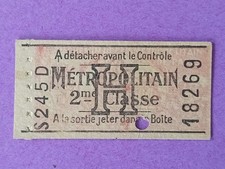 ancien ticket de métro PARIS Métropolitain 2ème Classe Ligne H