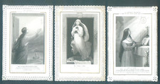 3 Images pieuses cadre en dentelle de papier "La Confiance religieuse" vers 1880