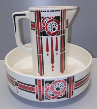 -SERVICE DE TOILETTE ART DECO SAINT AMANDINOISE FLEURS STYLISEES & BANDES   D