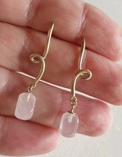 Tiffany & Co. Rose Quartz Twist Silver Dangle Earrings