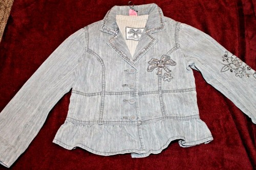Veste jean gris ornée - veste,