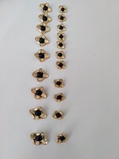 Bouton Fleur Métal Doré Haute Couture Or /Noir 2,5cm