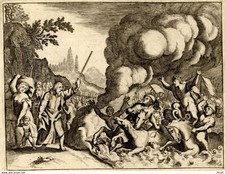 Pharaon submergé dans la Mer rouge - Bible Louis Isaac Lemaistre de Sacy Gravur