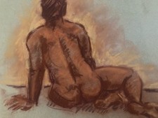 Beau Dessin Art Papier Fusain Femme Nu Nue 1980 Erotique Cubiste Post Cubisme