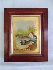 Miniature d'art peint à la main sur feuille d'or véritable - CADIOU BORDEAUX