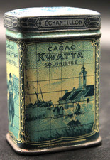 Ancienne Rare Boite Tole Publicitaire Cacao Kwatta Echantillon Années 20