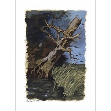 OUDOT Roland - Lithographie originale "Le chêne et le roseau" 38x28cm - 1961