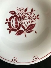 Plat ou coupe sur pied douche ST AMAND modèle GABRIEL D 28.5cm Fleurs rouge bord