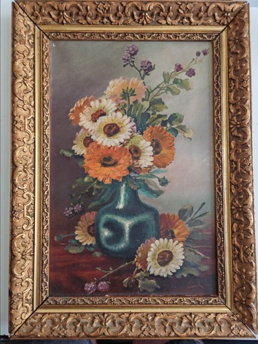 Huile sur toile fleurs - huile,