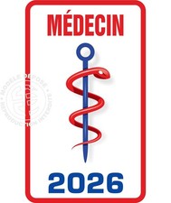 Caducée Médecin 2026 -Sticker autocollant pare-brise - fabriqué en France