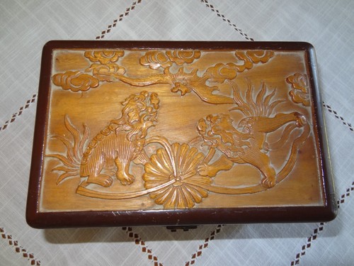 Ancien coffret chinois bois - en,