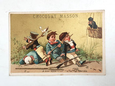 CHROMO ANCIEN ENFANT CARABINE BALLON DIRIGEABLE CHOCOLAT MASSON MEXICAIN
