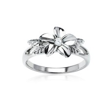 Pétale Fleur Zircone Bague en Argent Sterling, Taille 8