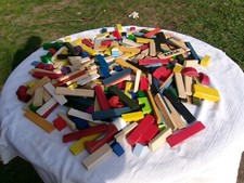 LOT KAPLA Brique bois construction  couleur et naturel env 4.5 kg et autres