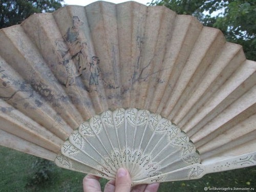Ancien eventail femme matière - eventail,
