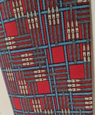 cravate HERMES, tie, legare, sangles rouge et bleu et blanc